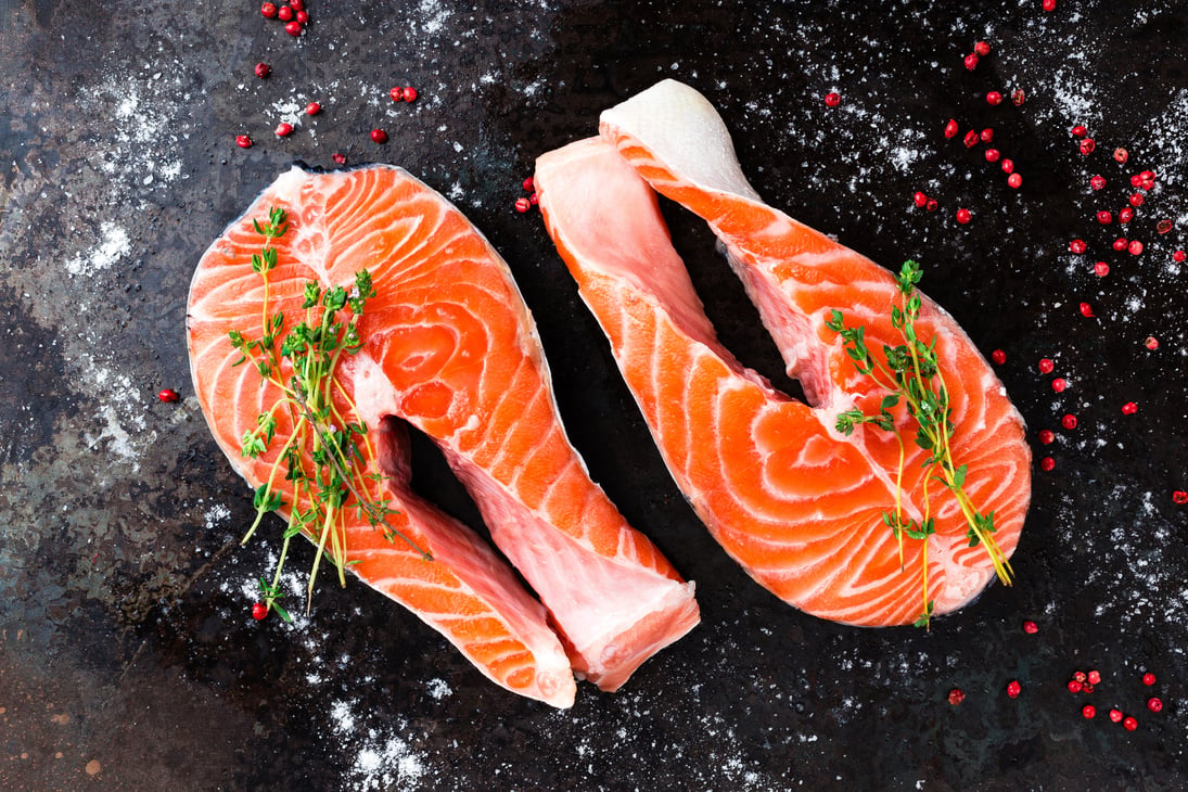 Salmon. Fresh salmon fish. Raw salmon fish steaks