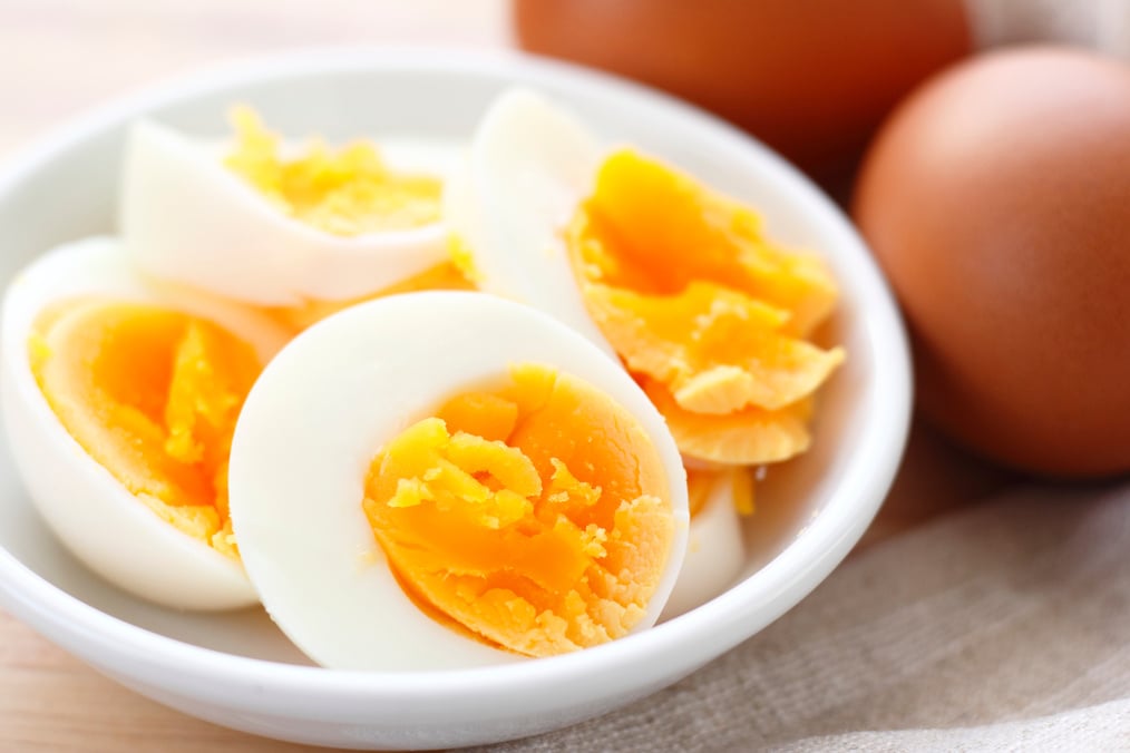 Sliced-hard boiled eggs