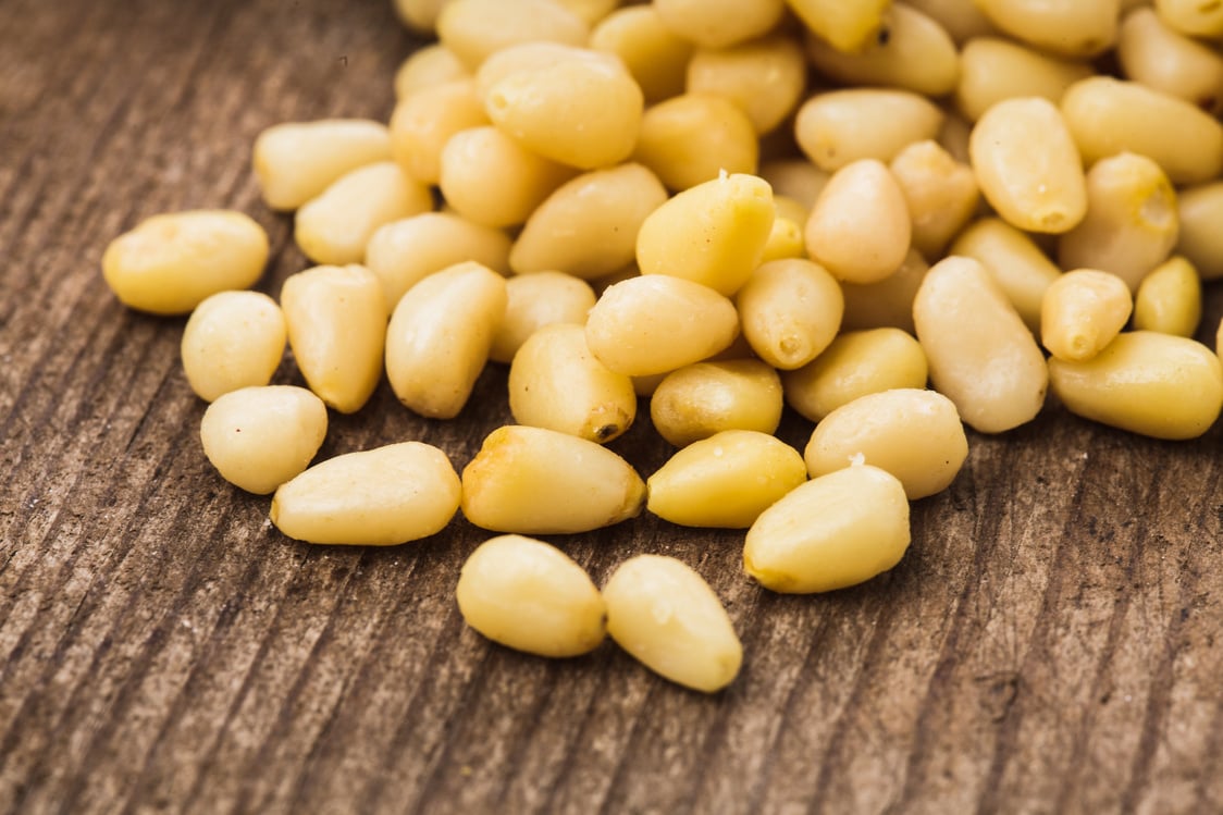 Pine Nuts on a Surface